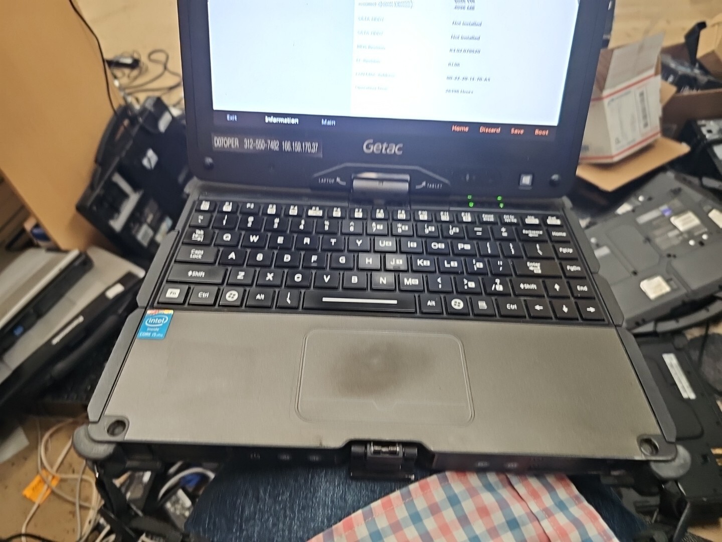 GETAC V110 Laptop Tablet Touch Screen i5-4300U 1.90GHz 4gB No HDD 26396 hrs