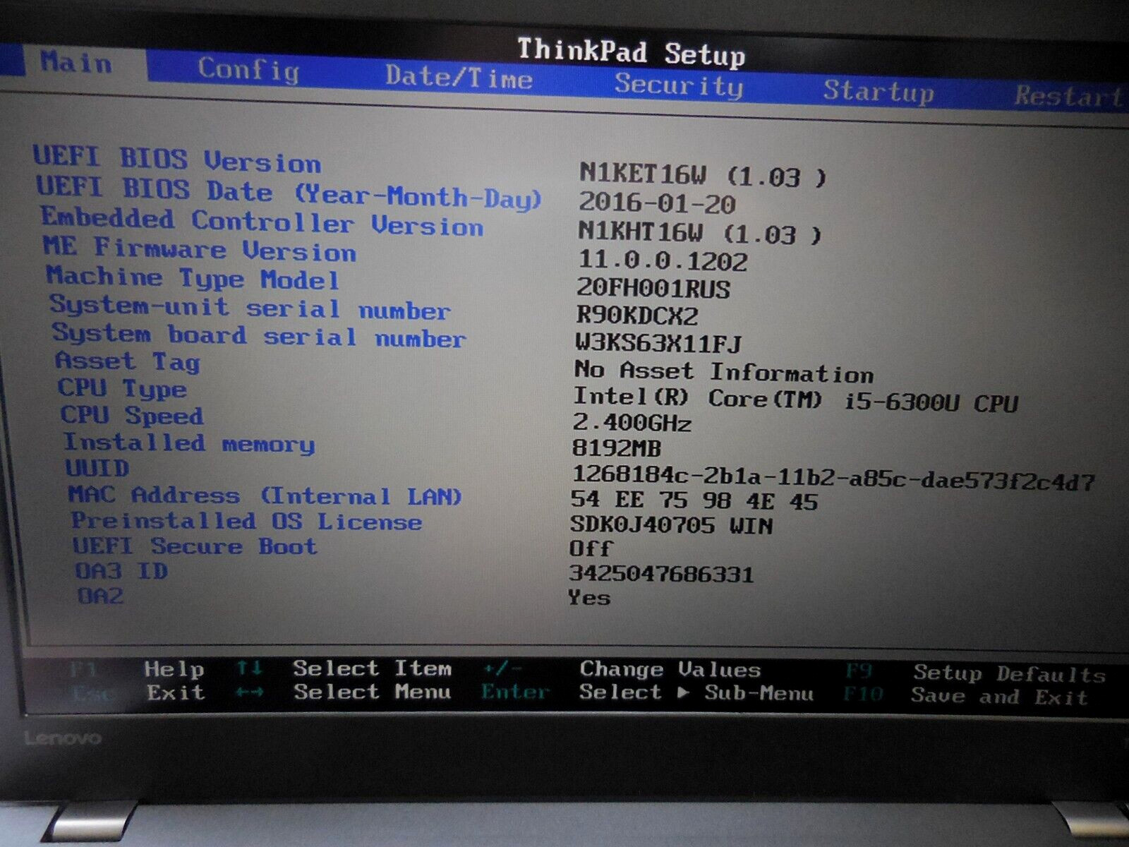 Lenovo ThinkPad T560 Intel Core i5-6300U 2.40GHz 8GB RAM, 250GB SSD, NO OS