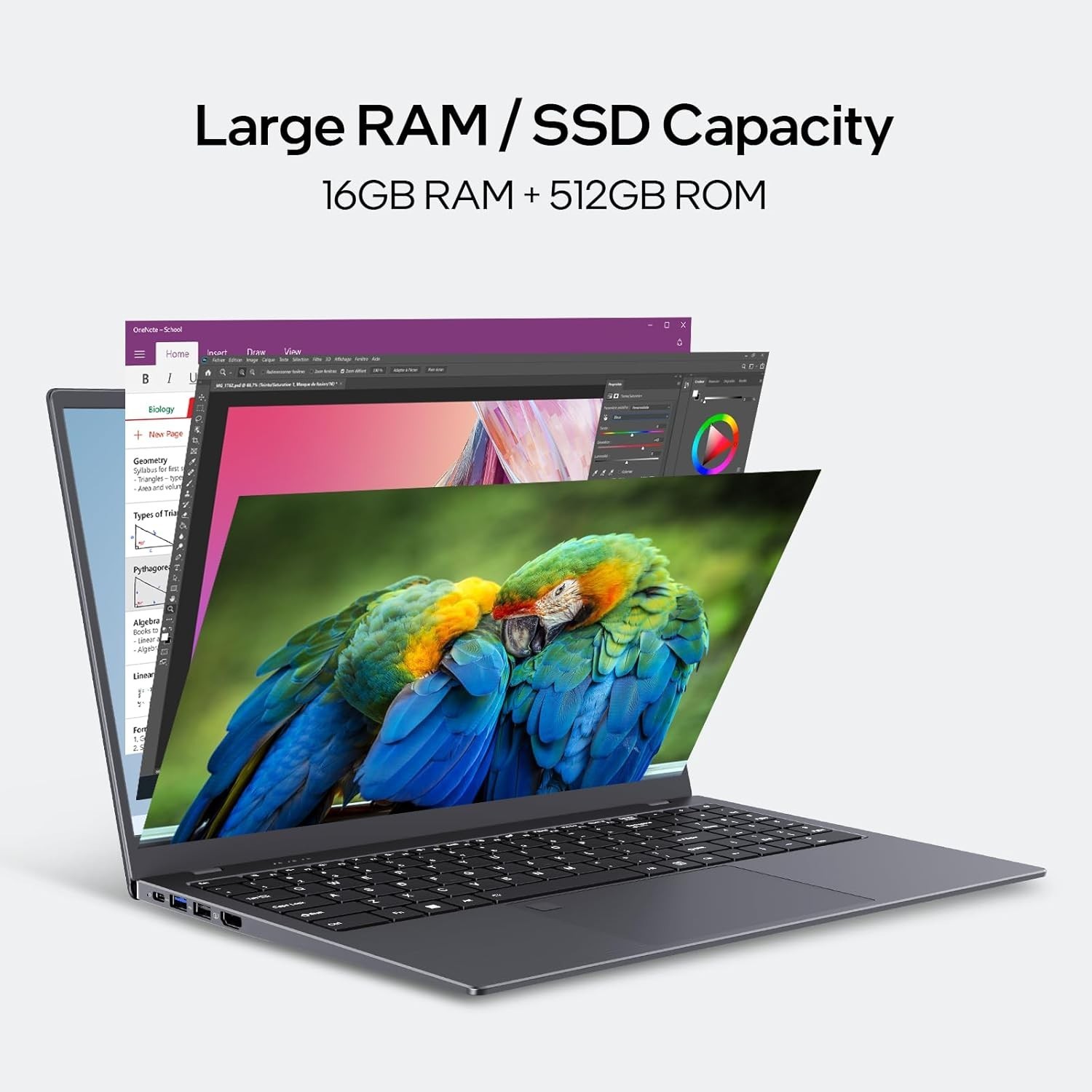 Lightweight 15.6-inch Laptop – 16GB RAM, 512GB SSD, Backlit Keyboard, Windows 11