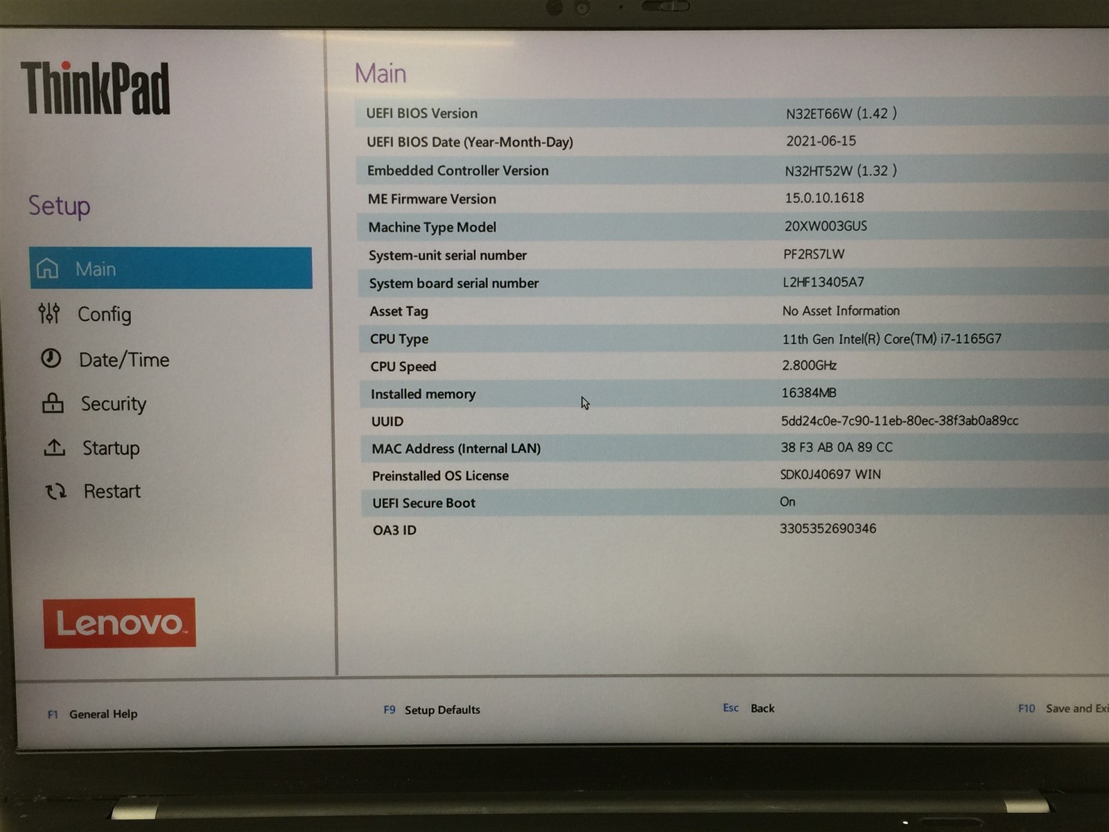 Lenovo ThinkPad X1 Carbon Gen 9 i7-1185G7 4.80GHz 16GB RAM 256GB SSD Win 11 Pro