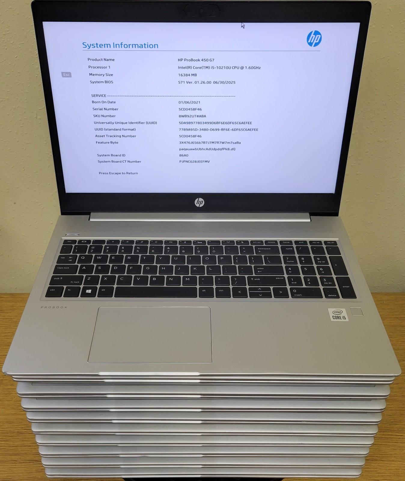 (Lot of 10)HP ProBook 450 G7 i5-10210U 1.60GHz 16GB No OS/SSD **BIOS LOCKED**
