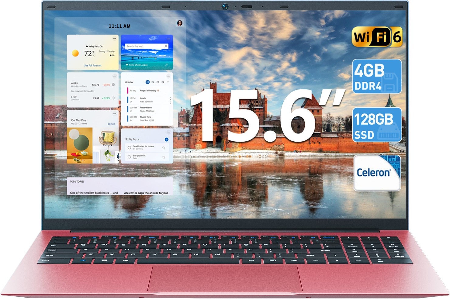 SGIN 15.6″/18.5″ Laptop Office 365 Intel N5095A WIFI6 Quad-Core 2.9GHz, Pink