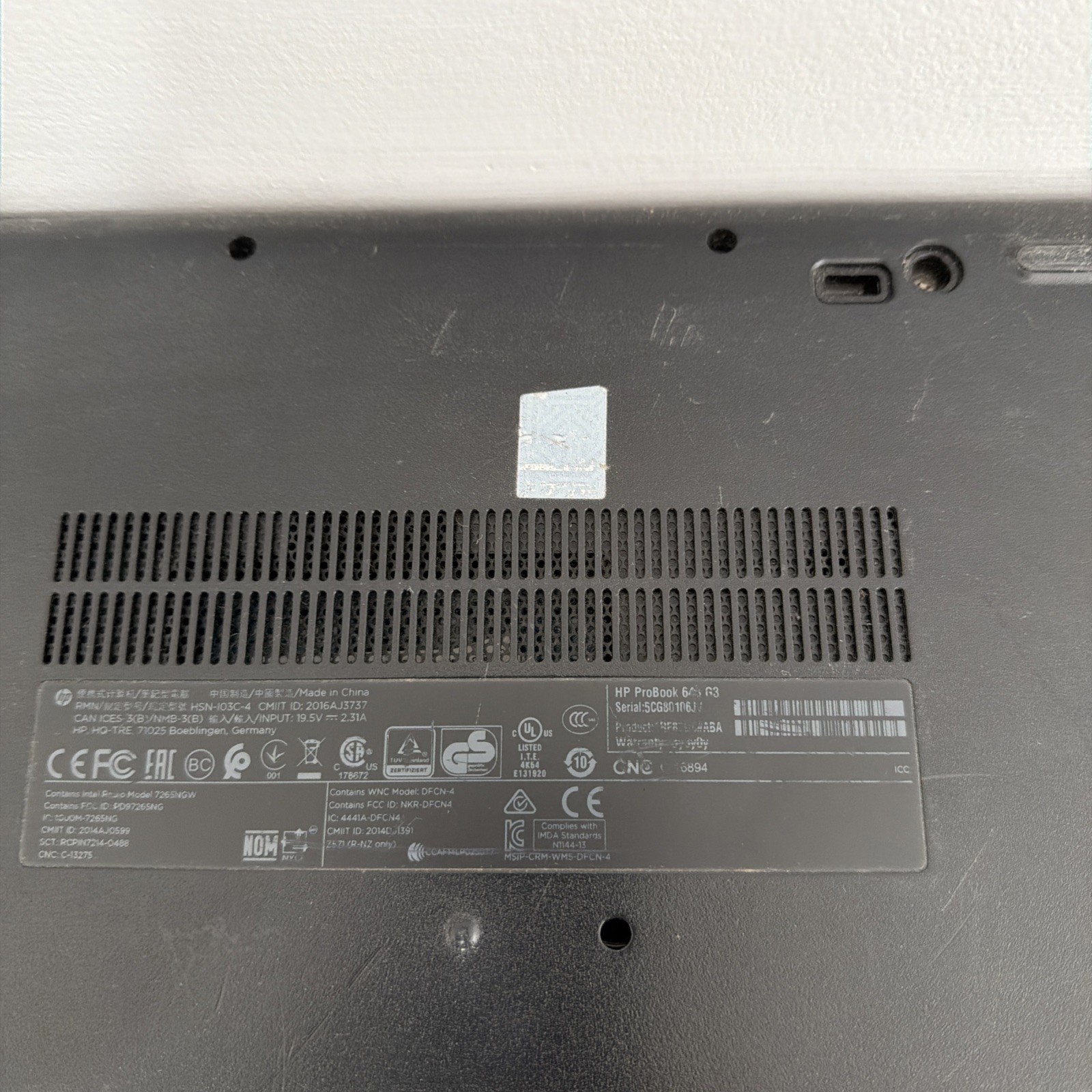 HP PROBOOK 640 G3 INTEL CORE i7-7600U 2.80GHZ No Ram No Hard Drive No Power Cord