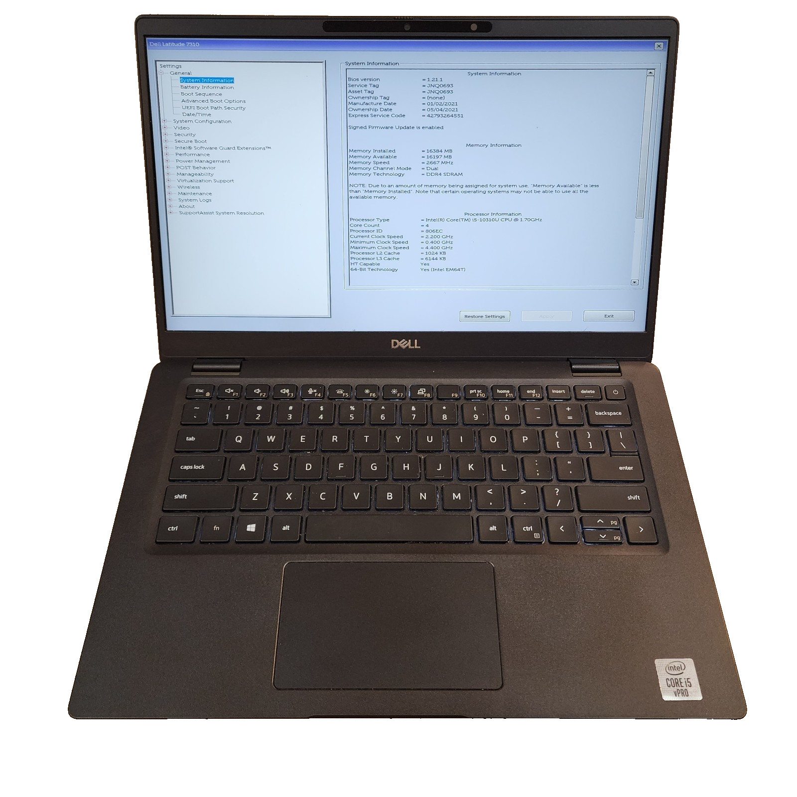 Dell Latitude 7310 13.3″ FHD i5-10310U 16GB RAM No SSD