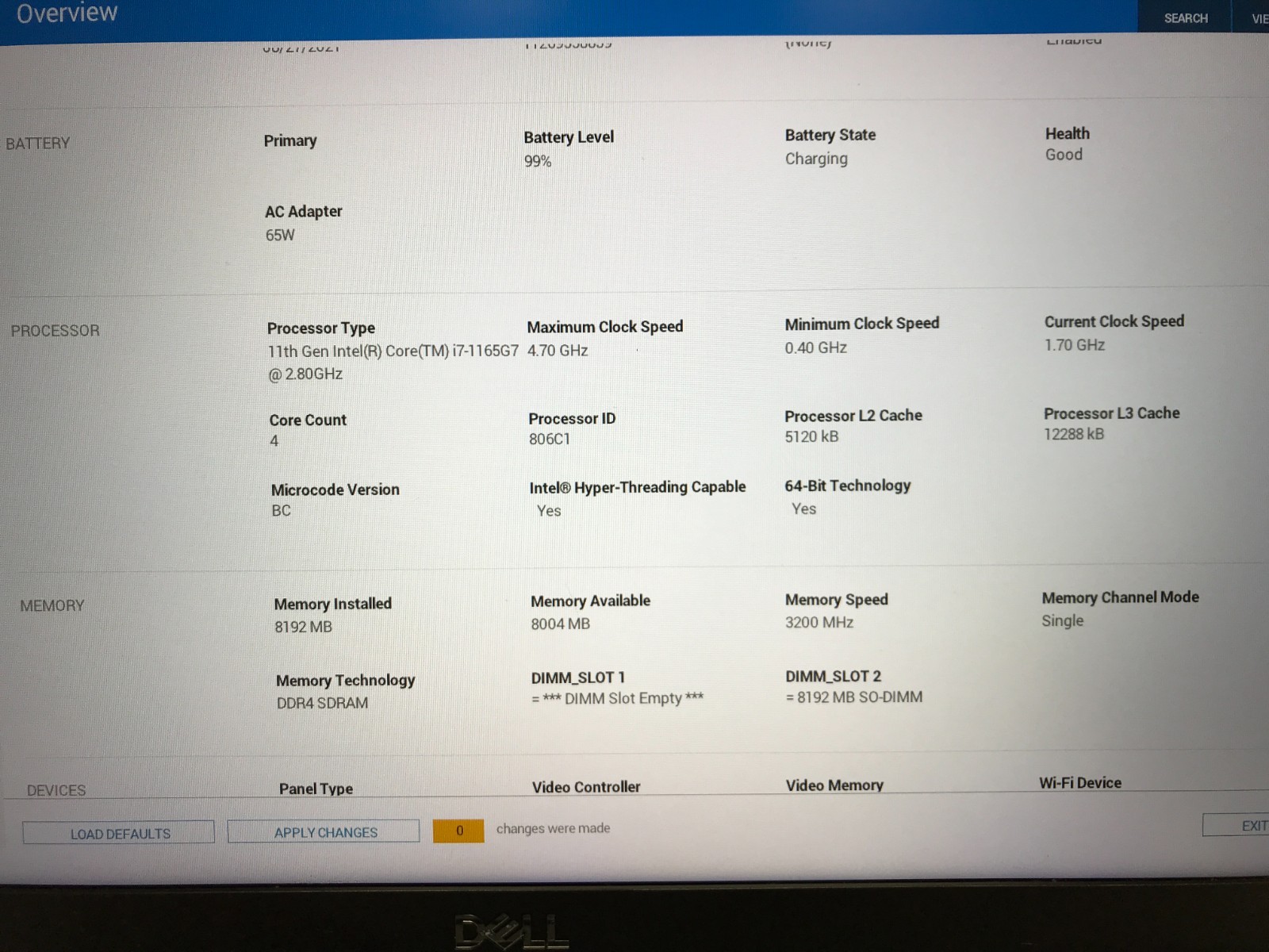 Dell Latitude 3420 / Intel Core i7-1165G7 1.70GHz / 8GB RAM / No SSD