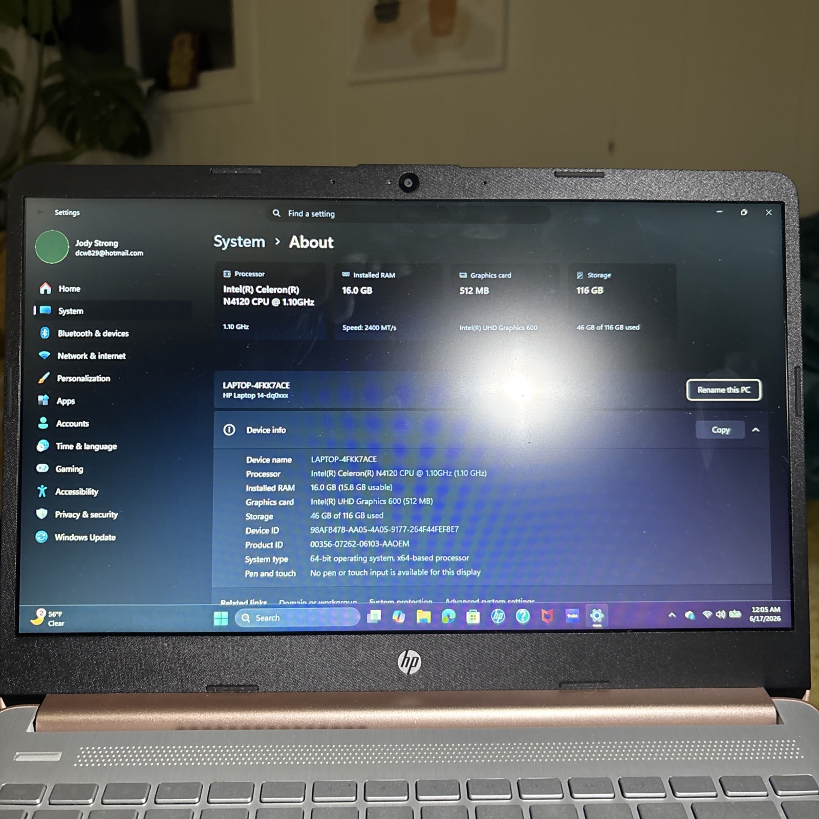HP Laptop 14-dq6015dx 14″ Intel N150 4GB RAM 128GB UFS Windows 11 Home