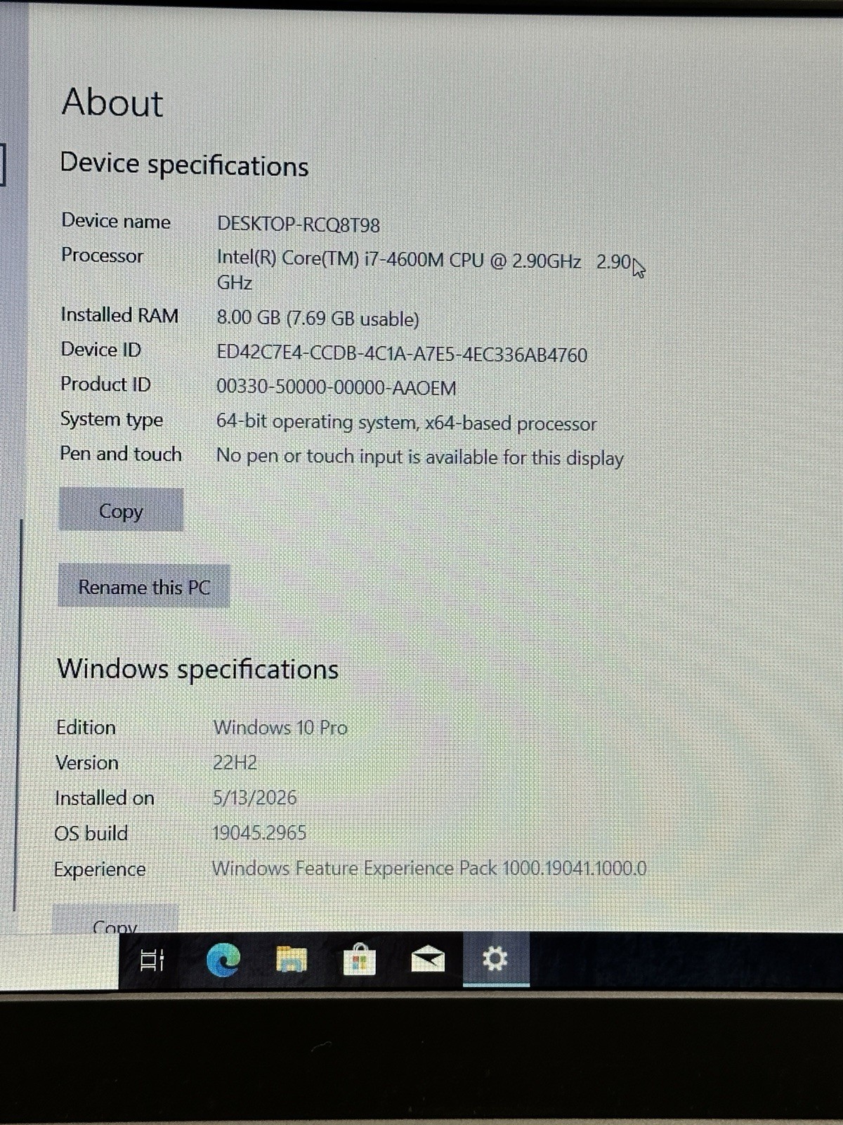 Lenovo ThinkPad T440p Intel Core i7-4th 4600M @ 2.9GHz, 8GB RAM, 512gb