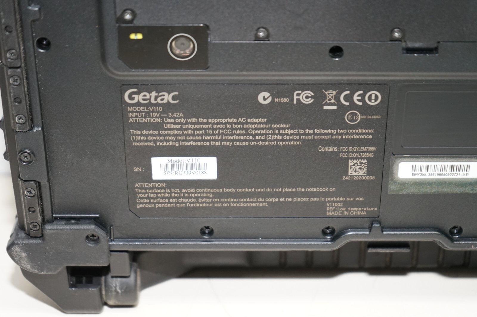 Getac V110 G2 Rugged ToughBook i5-5200U 2.20 GHz 8GB Ram No HD #W3896