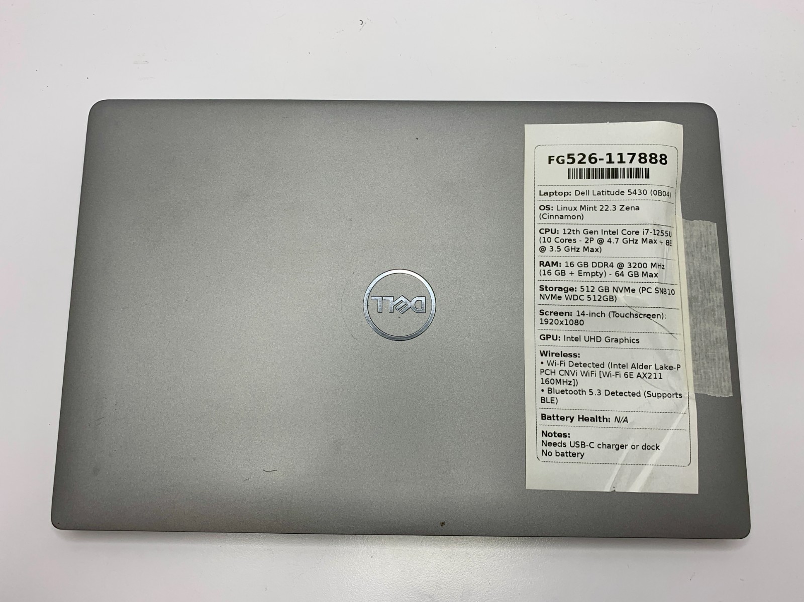 Dell Latitude 5430 | i7-1255U | 16GB RAM | 512GB NVMe | LINUX | NO BATTERY