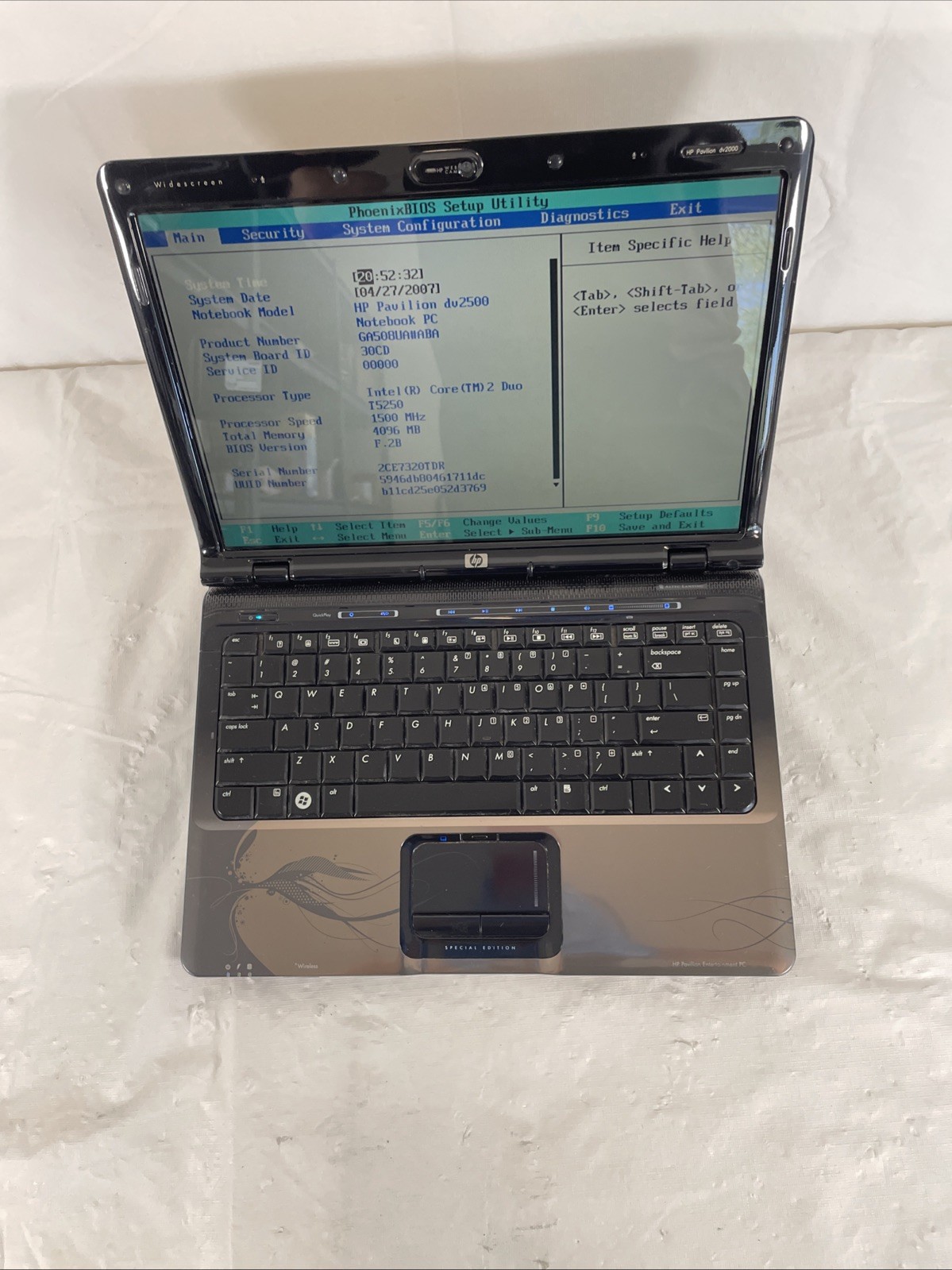 HP DV2500 Retro Laptop| Intel Core Duo 1.5GHz | 4GB RAM | No HDD