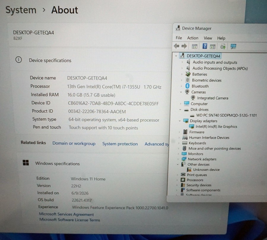 Lenovo IdeaPad Slim 5 16IRL8 Touch 16″ FHD+ i7-1355U 1.7GHz 16GB RAM 512GB SSD