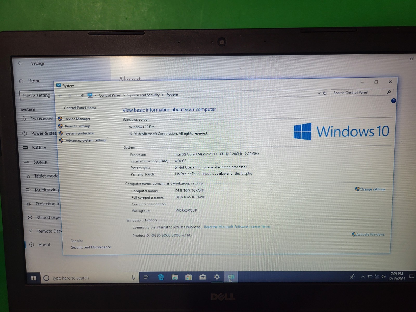 Dell Latitude 3550 15.6″ i5-5200U 2.2GHz 4GB RAM 500GB HDD For Parts As Is