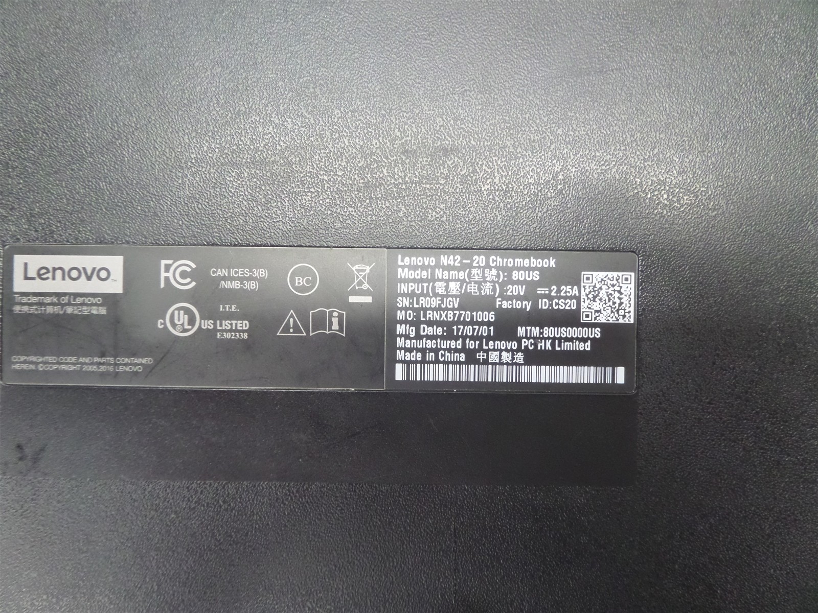 Lenovo N42-20 80US 14″ Chromebook 16GB SSD 80US0000US – Cracked Display Bezel