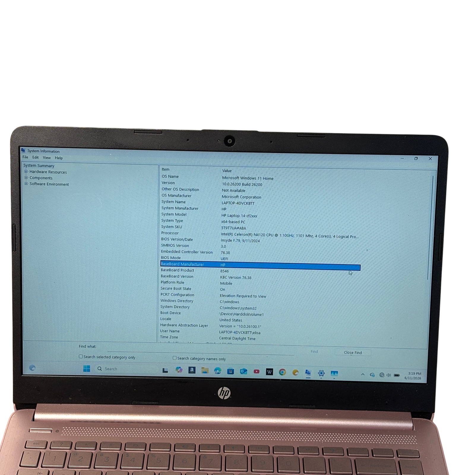Hewlett Packard HP 14-cf2112wm Intel Celeron N4120 1.10GHz 4GB RAM 64GB SSD 14″