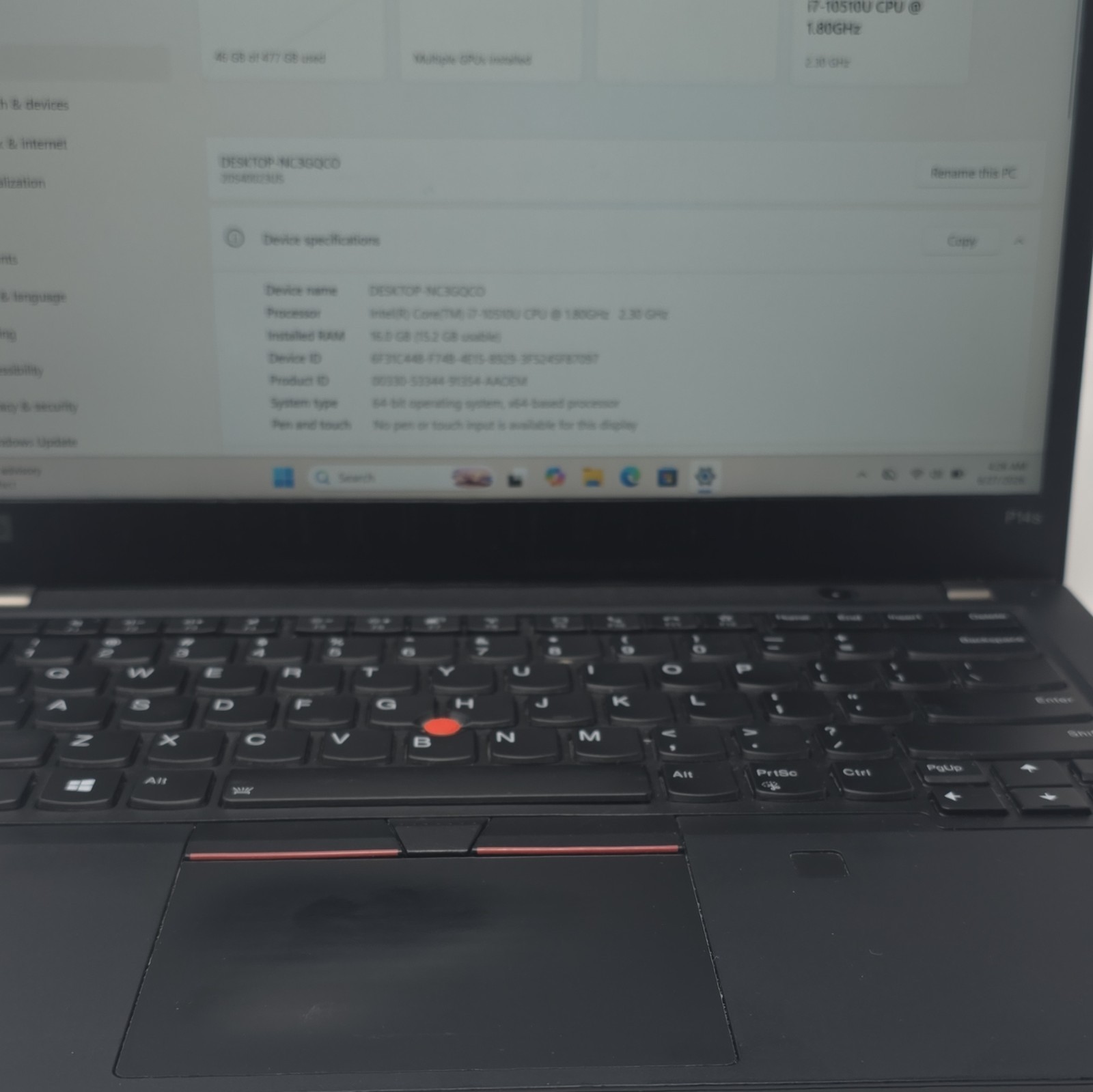 Lenovo ThinkPad P14s Gen 1 14in FHD i7-10510U 16GB 477GB SSD W11 Pro