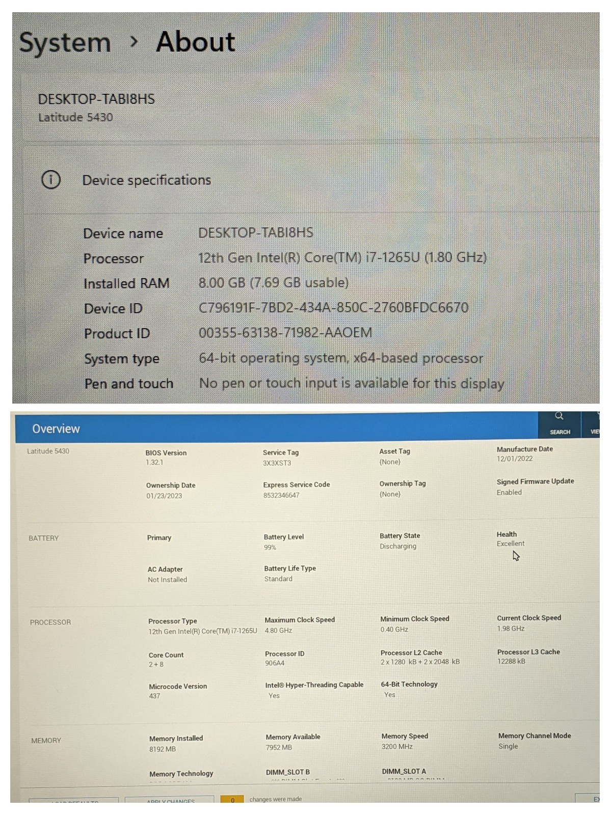 Dell Latitude 5430 14″ FHD i7-1265U 1.8GHz 8GB 512GB SSD Windows 11 Pro +Charger
