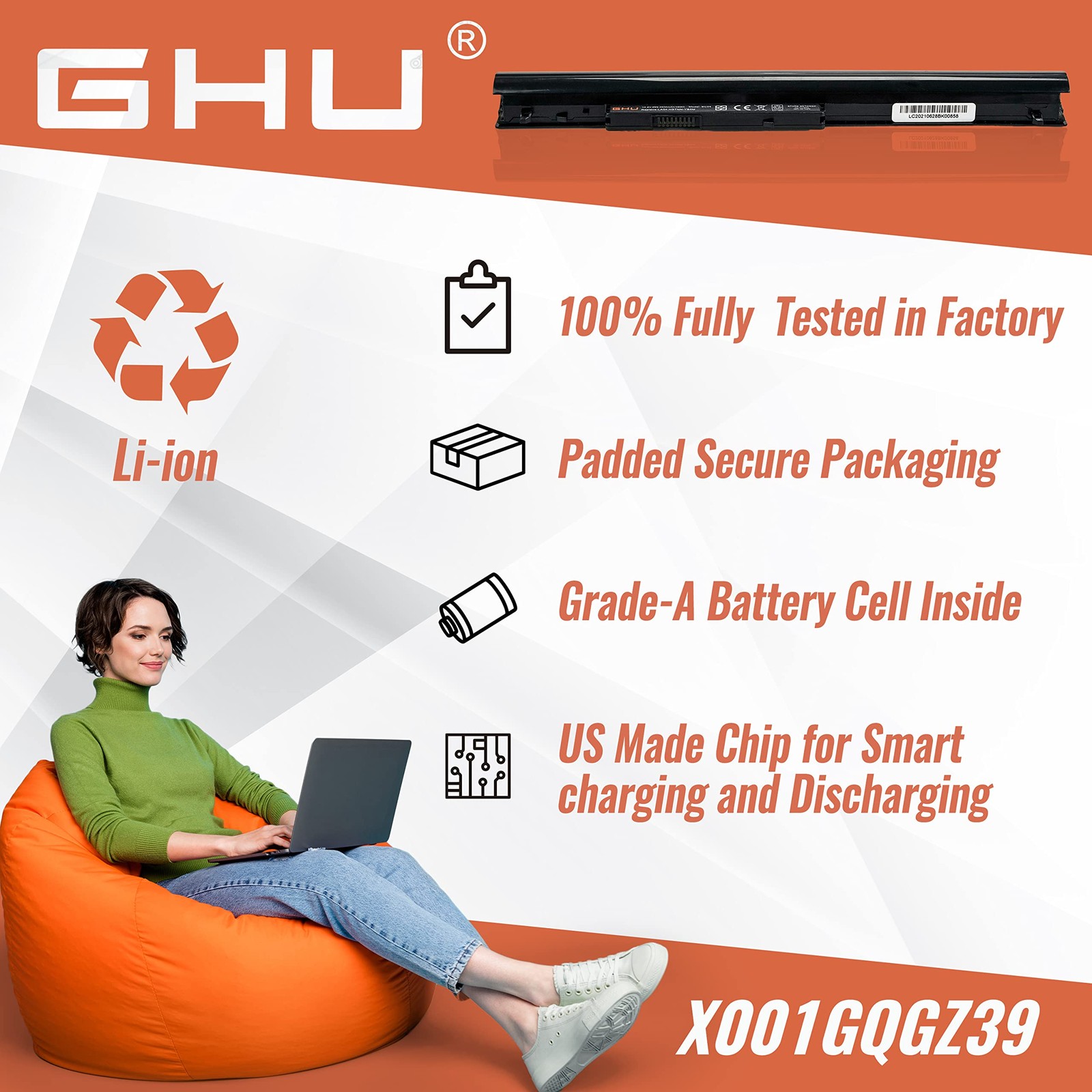 GHU New 38 Wh 2600 mAh LA04 Battery for 776622-001 hp Battery Replacement 728460