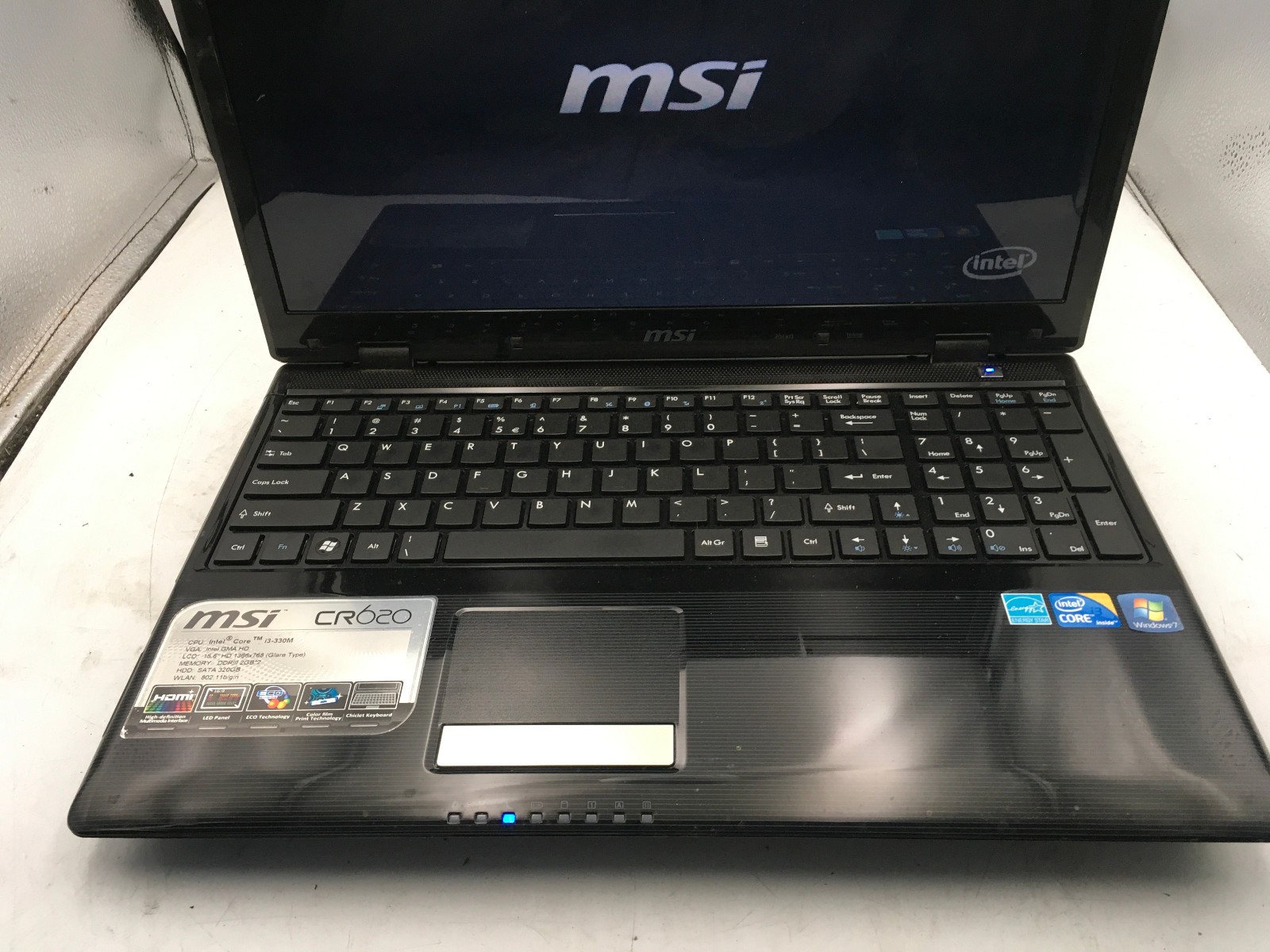 MSI CR620 LAPTOP – FOR PARTS/FREEZES – INTEL I3 330M – 4GB RAM – NO OS -READ- BB