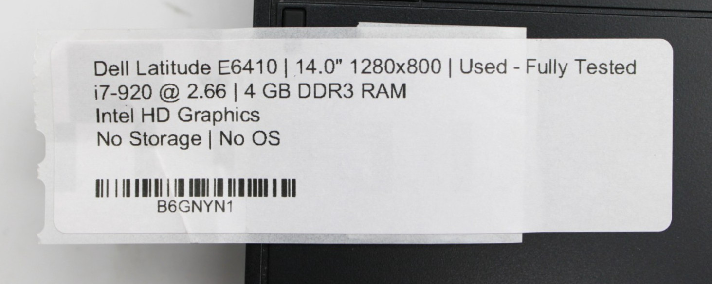 Dell Latitude E6410 i7-920@2.66GHz 4GB DDR3 NO STORAGE OR OS *USED/TESTED*