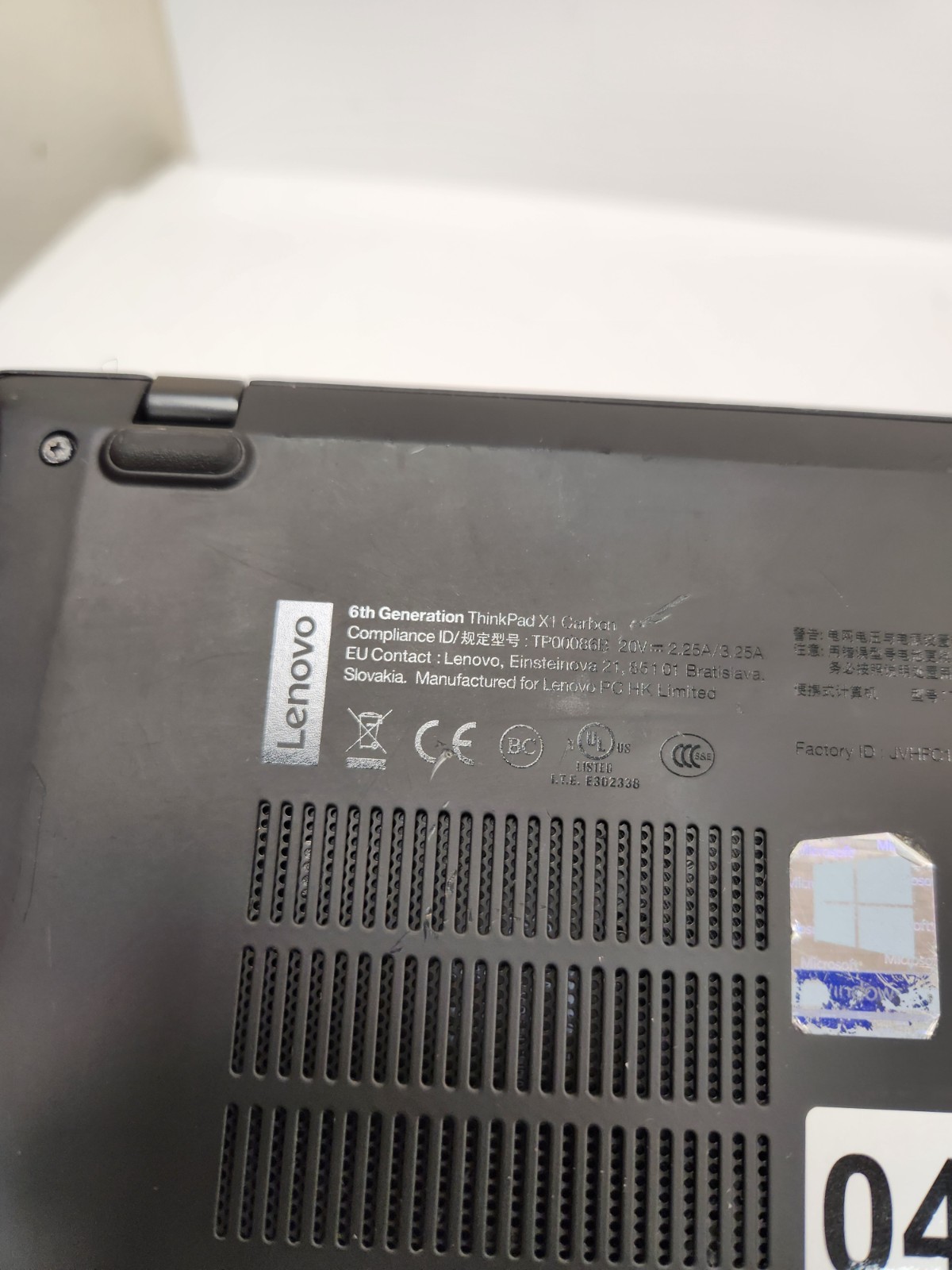 Lenovo ThinkPad X1 Carbon 6th Gen Core i5-8250U, 8GB RAM, 256GB NVME Win11 #0467