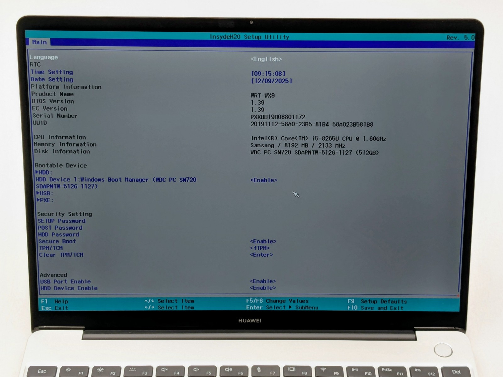 Matebook 13 WRT-W9 13″ 2160 x 1440 I5-8265U 512GB SSD 8GB W11 MX250 *READ*