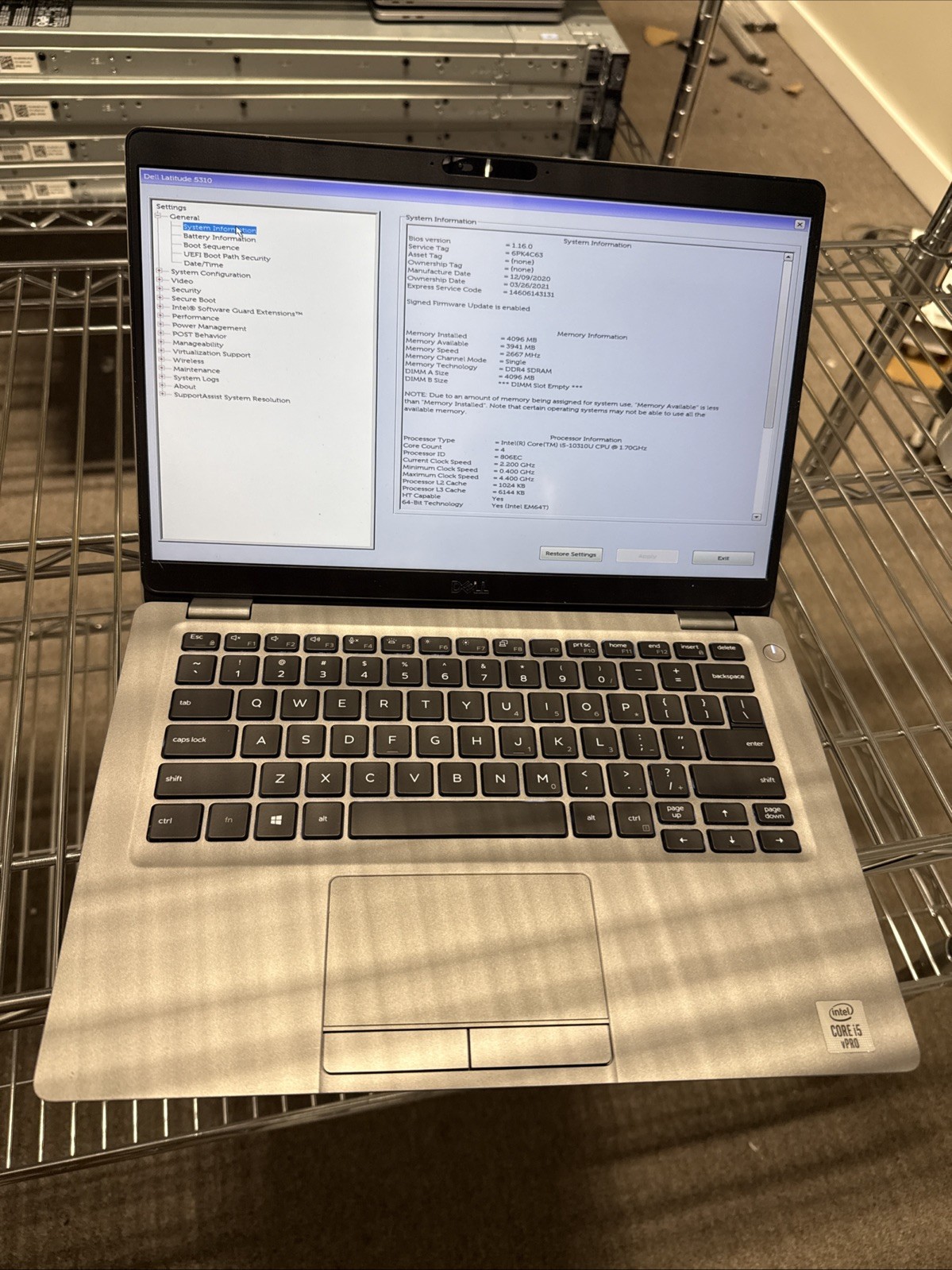 Dell Latitude 5310 Intel i5-10310U 1.7GHz 4GB RAM NO SSD NO HDD NO OS *READ*