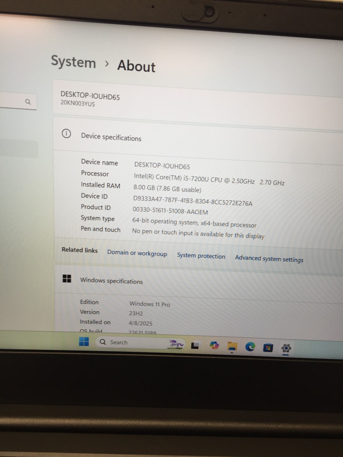 Lenovo ThinkPad E480 14″ core i5 7th Gen 2.50 GHz 8 GB RAM 256 GB SSD WIN 11 PRO