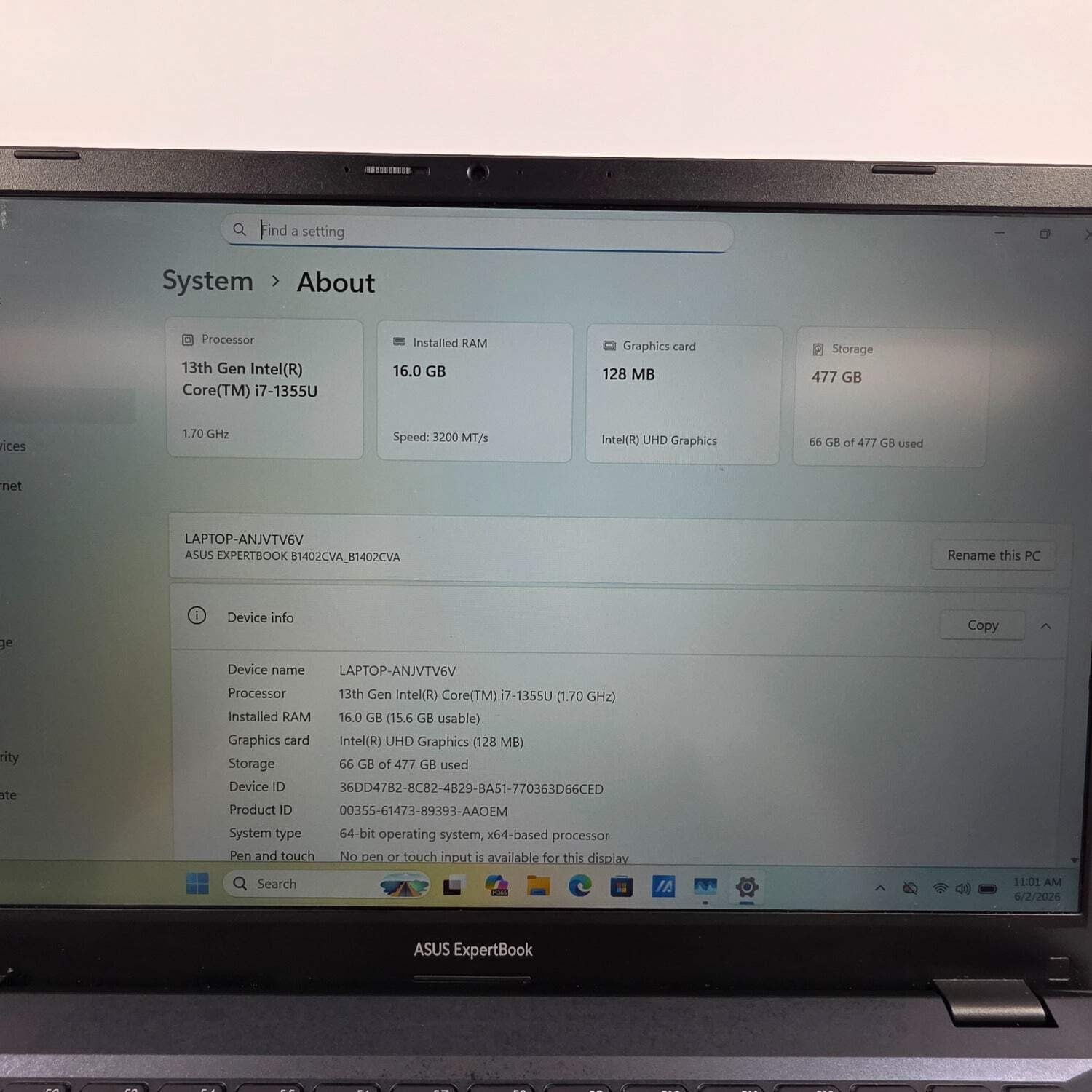 Asus ExpertBook B1 i7-1355U 1.7GHz 16GB RAM 512GB SSD