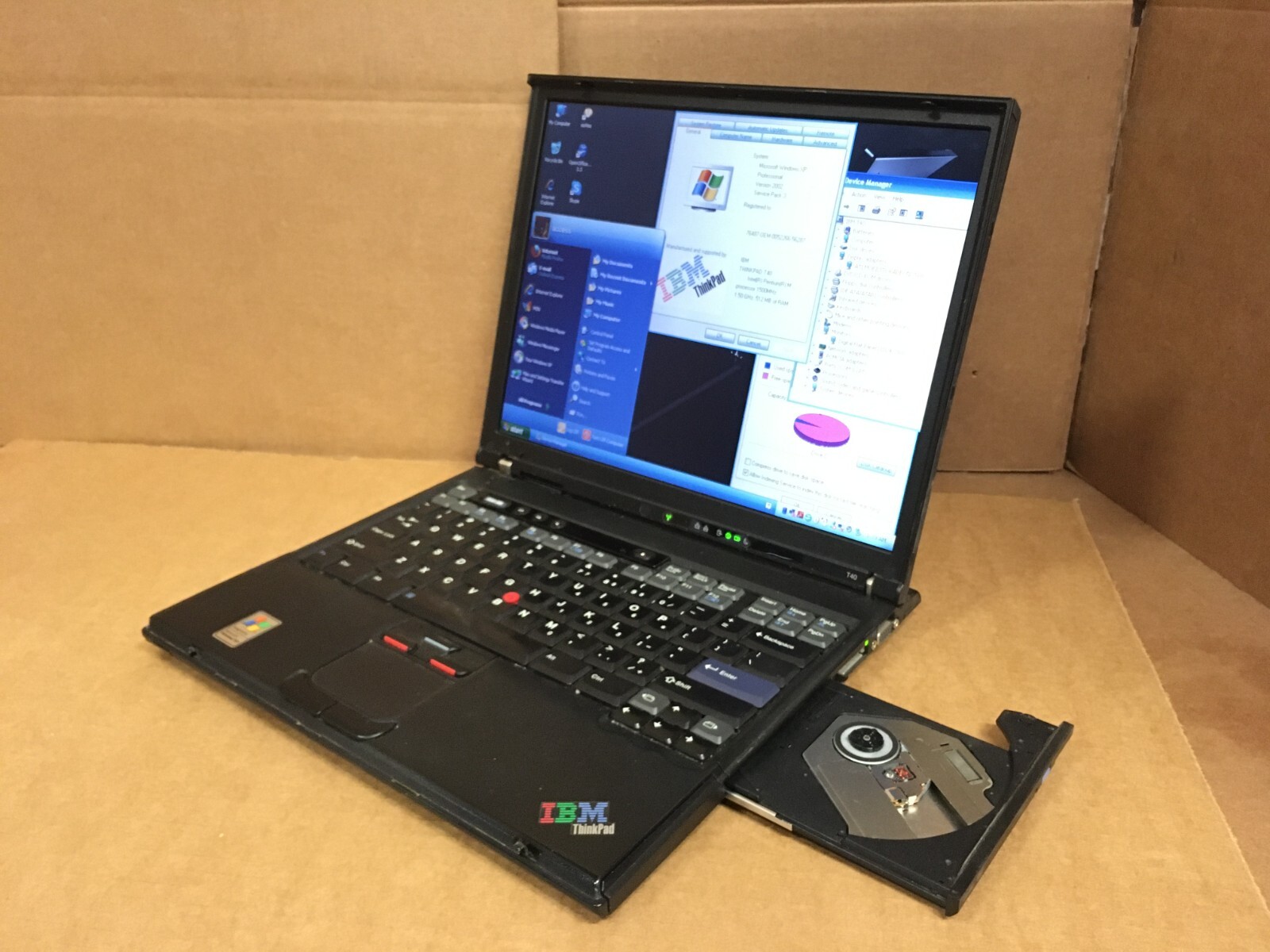 IBM THINKPAD T40 1.50GHz 1GB 40GB HDD WINDOWS XP ATI RADEON 7500TYPE 2373