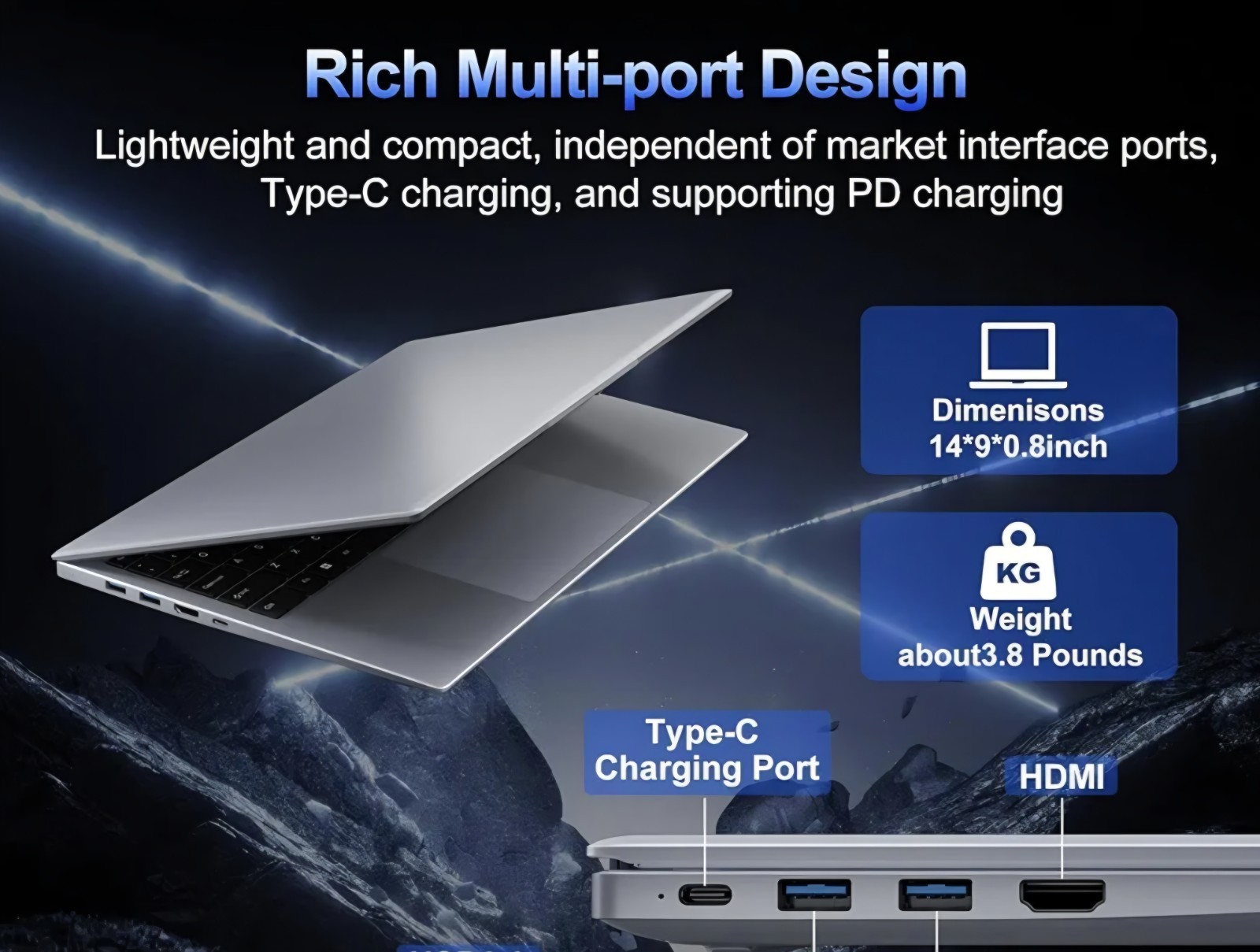 Silver Laptop, procesador Pentium Gold 6500Y (hasta 3.4GHz), 8 GB RAM 256 GB…