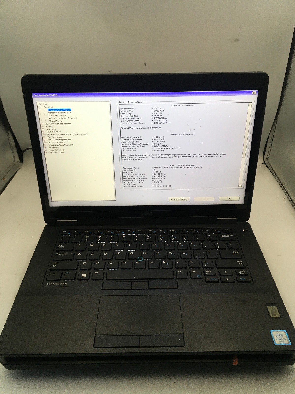 DELL LATITUDE E5470 – BOOTS TO BIOS -LOT OF 2- INTEL I5 6300U – NO RAM -READ- BB