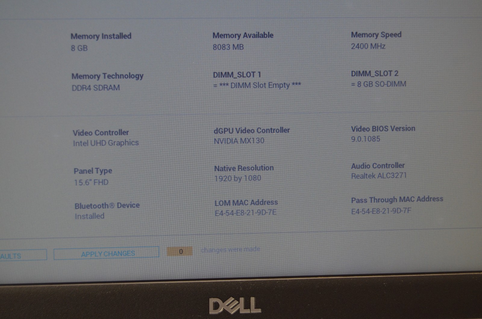 Dell Latitude 3500 15.6″ i7-8565U 1.80GHz 8GB Ram NO HDD/OS FOR PARTS READ