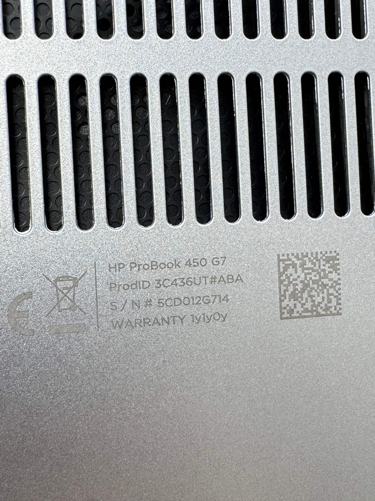 HP ProBook 450 G7 Intel Core i5 10th Gen Laptop Bad Black Display- For Parts