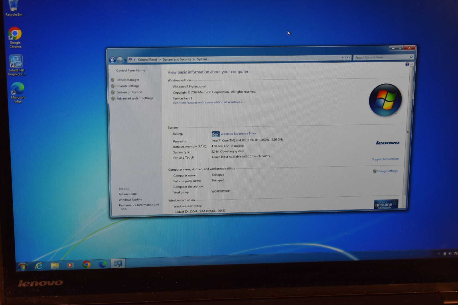 Lenovo ThinkPad T440s Core i5 4GB 256GB SSD Windows 7 Pro 32-bit Touchscreen