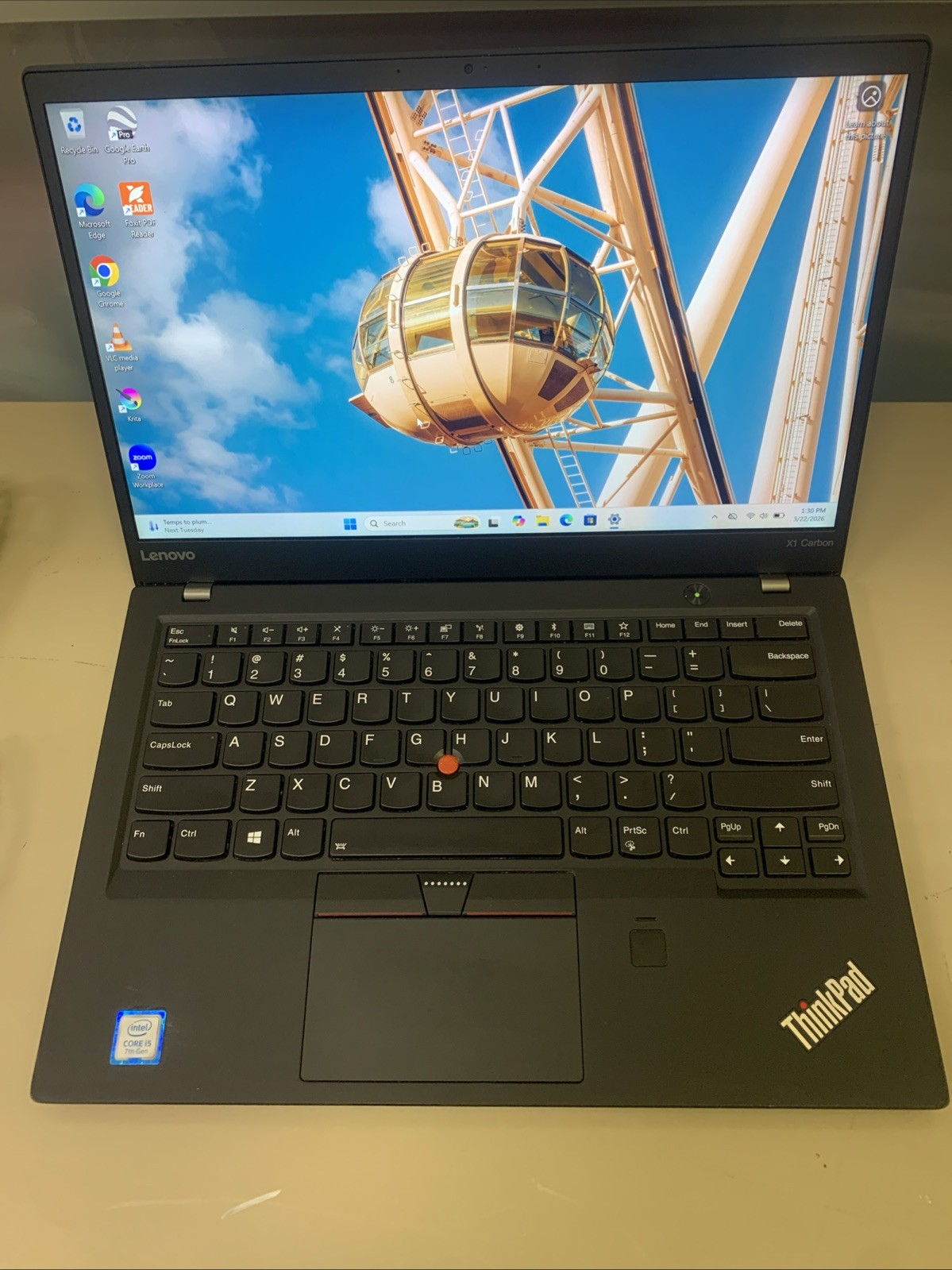 🔥Lenovo ThinkPad X1 Carbon 16GB 256 GB SSD 5th Intel i5-7300U Win 11 Pro🔥