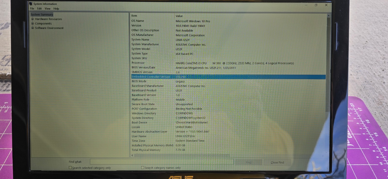 ASUS U52F Laptop 15.6″ I5-M460 2.53GHz, 8GB RAM, NO HDD, Windows 7 Pro Key