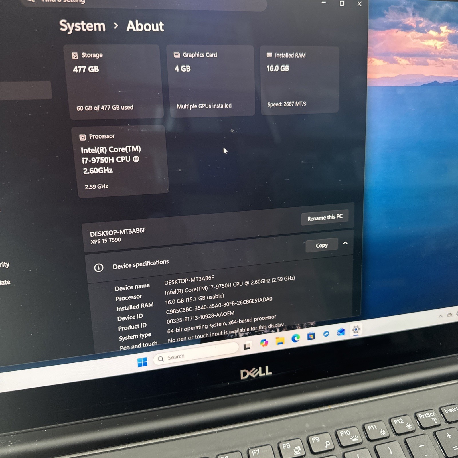 Dell XPS 14 7590 15.6″ i7-9750H 2.6GHz 16GB RAM 512GB SSD