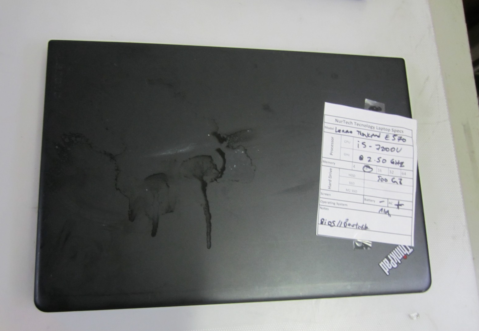 Lenovo ThinkPad E570 i5 7200U 2.50GHZ 8GB 500GB Laptop w/ AC *BIOS* NO OS/BTRY
