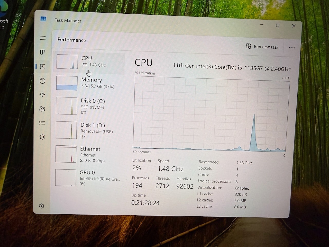 Dell Precision 3560 15.6” 256GB SSD Intel Core i5-1145G7 2.6GHz 16GB of RAM