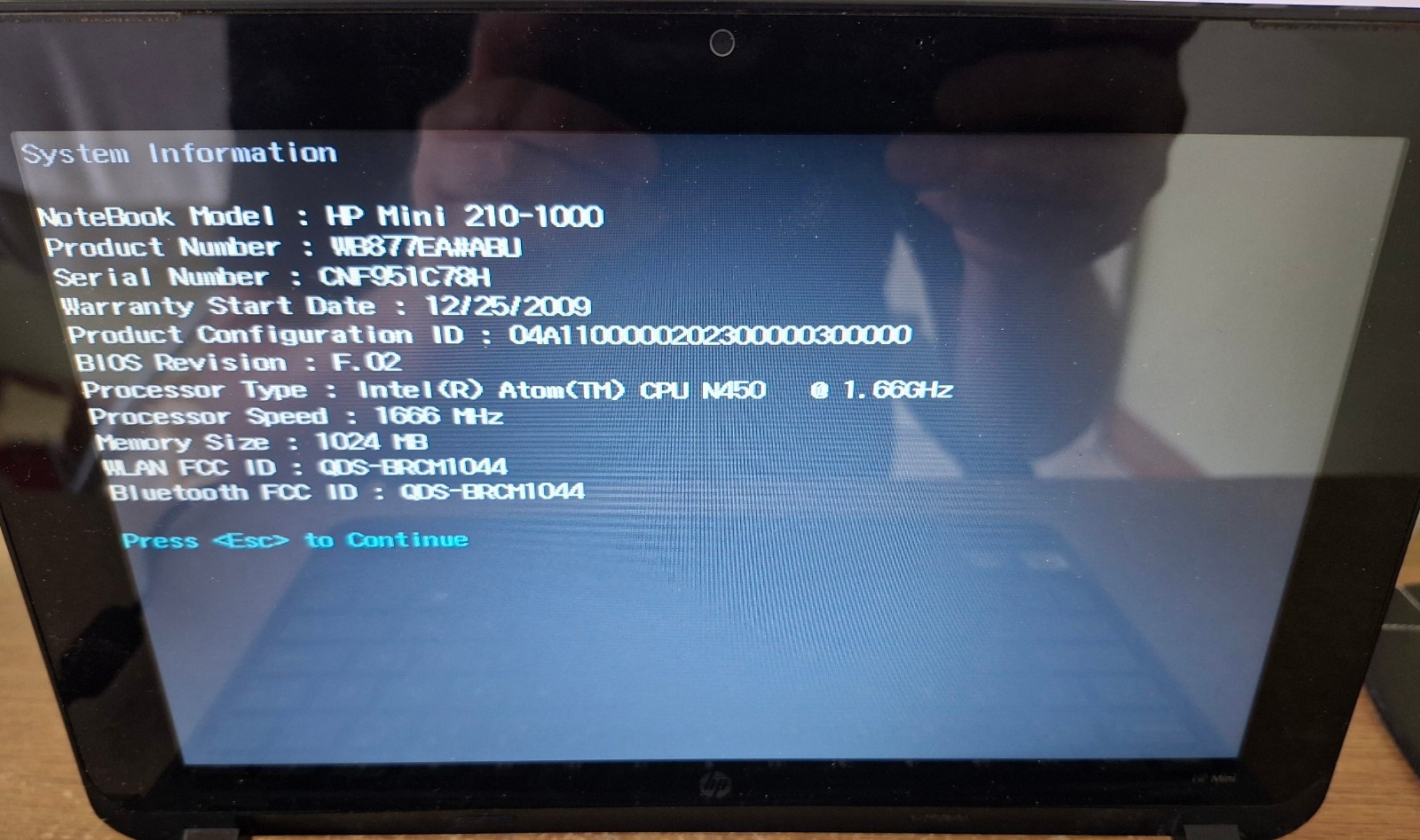 HP Mini 210-1000 Blue Netbook 10.1″ 1GB 120GB SSD Windows 7 Wi-Fi Bluetooth