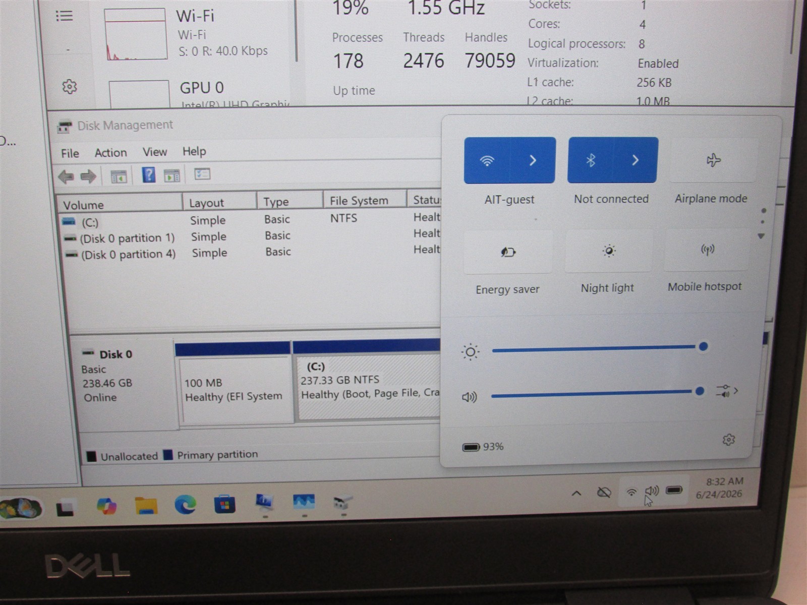 Dell Latitude 3510 i7-10510U 1.8GHz 16GB RAM 256GB NVME 15.6″ Win11 Pro COSM DMG