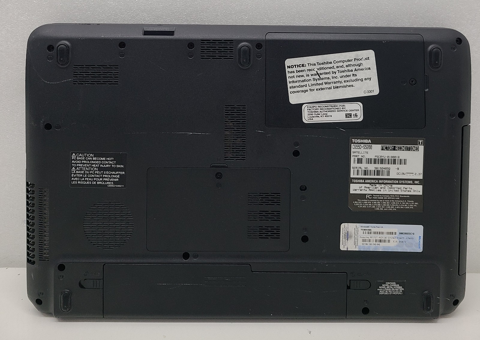 Toshiba Satellite C655D-S5200 15.6″ Laptop AMD C-50 3GB RAM NO HD/OS (FL)