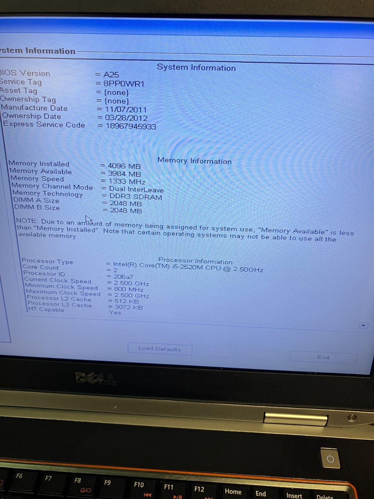 Dell Latitude E6420 Intel Core i5-2520M 2.50GHz 4GB RAM Laptop no HD FOR PARTS