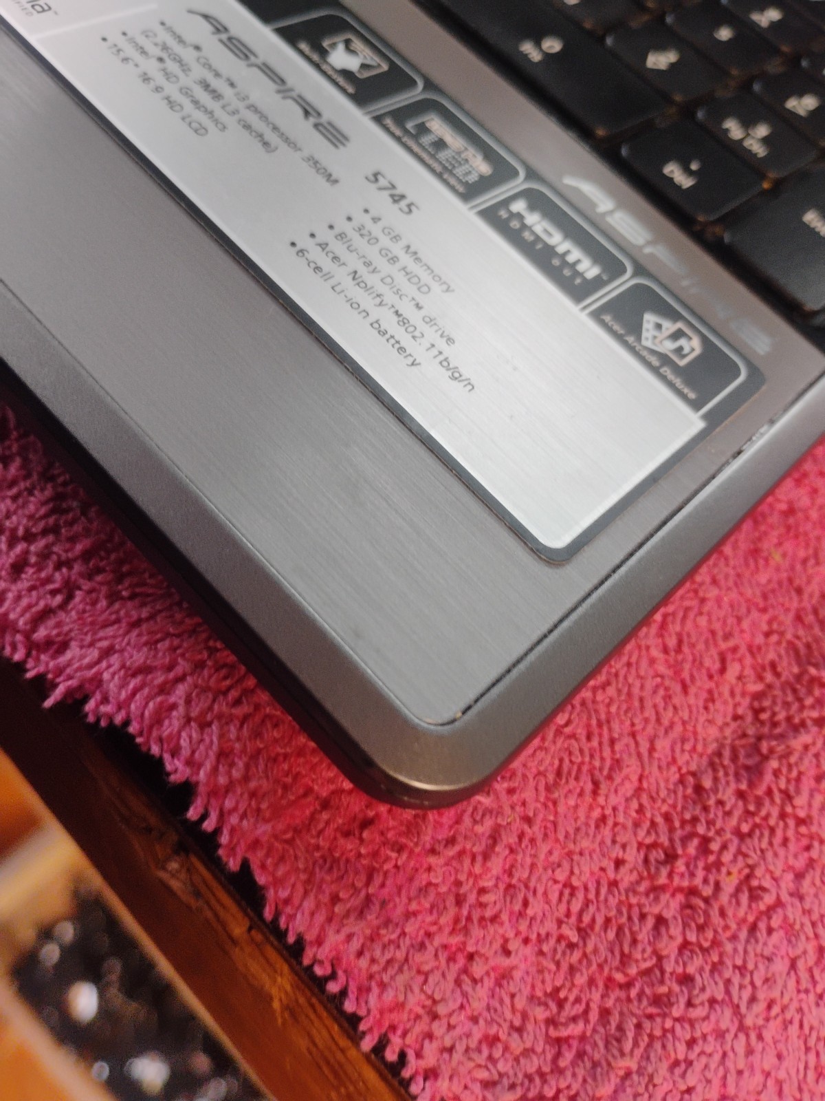 Acer Aspire 5745-5425 non-working for parts – used