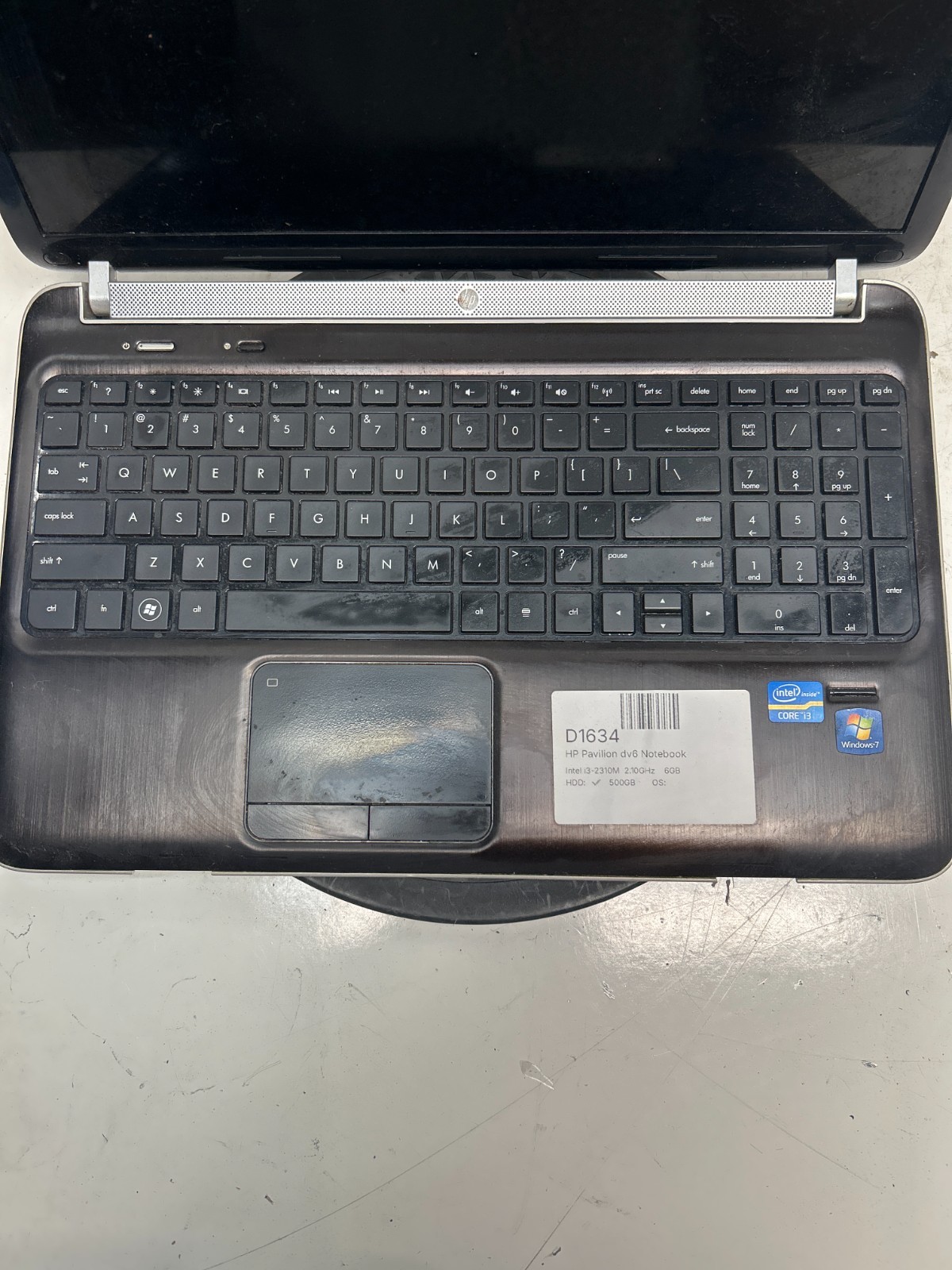 HP Pavilion dv6 Notebook Intel i3-2310M 2.10GHz 6GB 500GB
