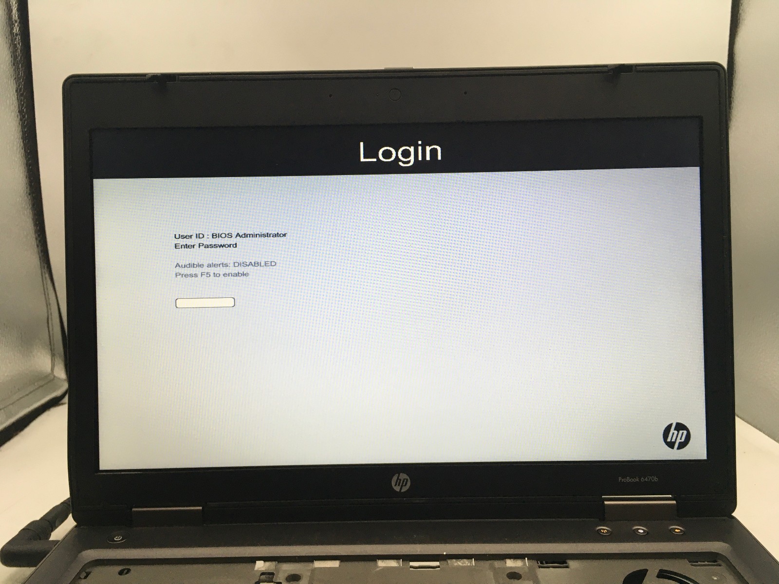 HP PROBOOK 6470B – BOOTS TO BIOS/LOCKED – INTEL I5 3340M – NO RAM – READ DESC-BB