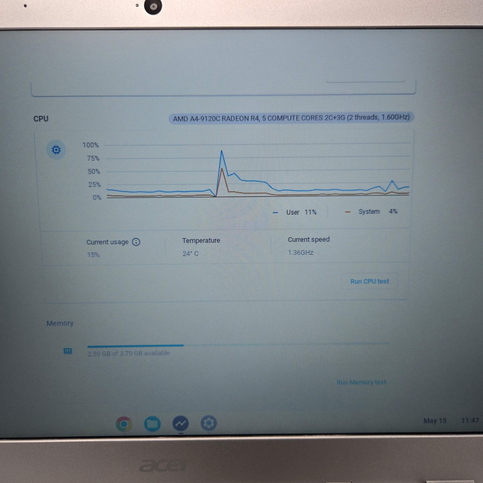 Acer Chromebook 315 CB315-2H 15.6″ A4-9120e 1.6GHz 4GB RAM 32GB SSD