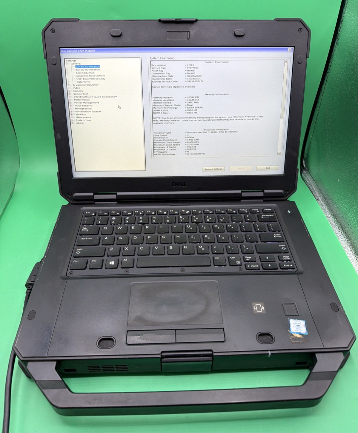 Dell Latitude 5424 Rugged i7-8650U 16GB RAM No SSD No Battery Laptop