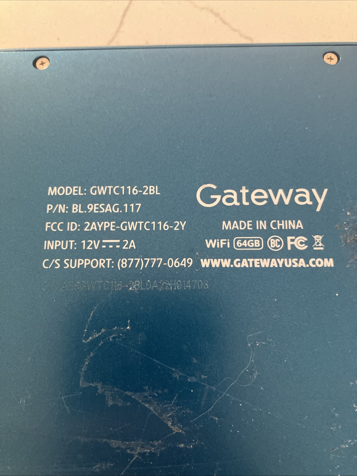 Gateway GWTC116-2BL notebook computer