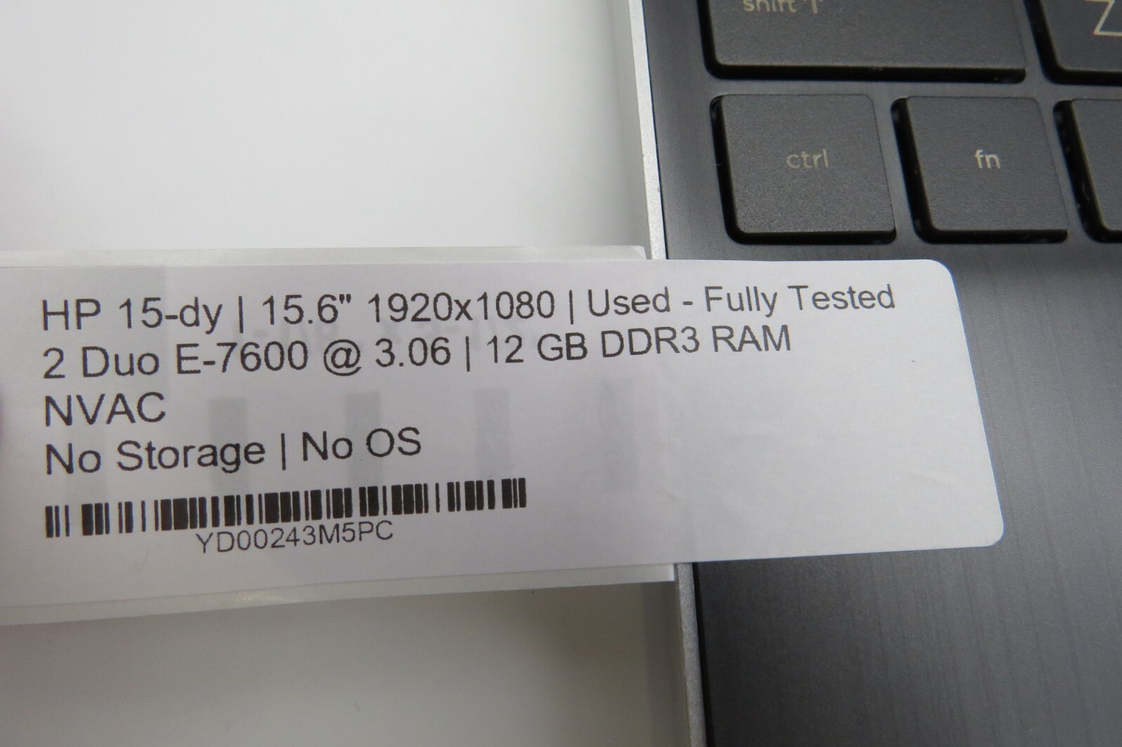 HP 15-dy-15.6″ display-2 Duo E-7600@3.06GHz-12GB DDR3 RAM-NO STRG-NO OS *READ*
